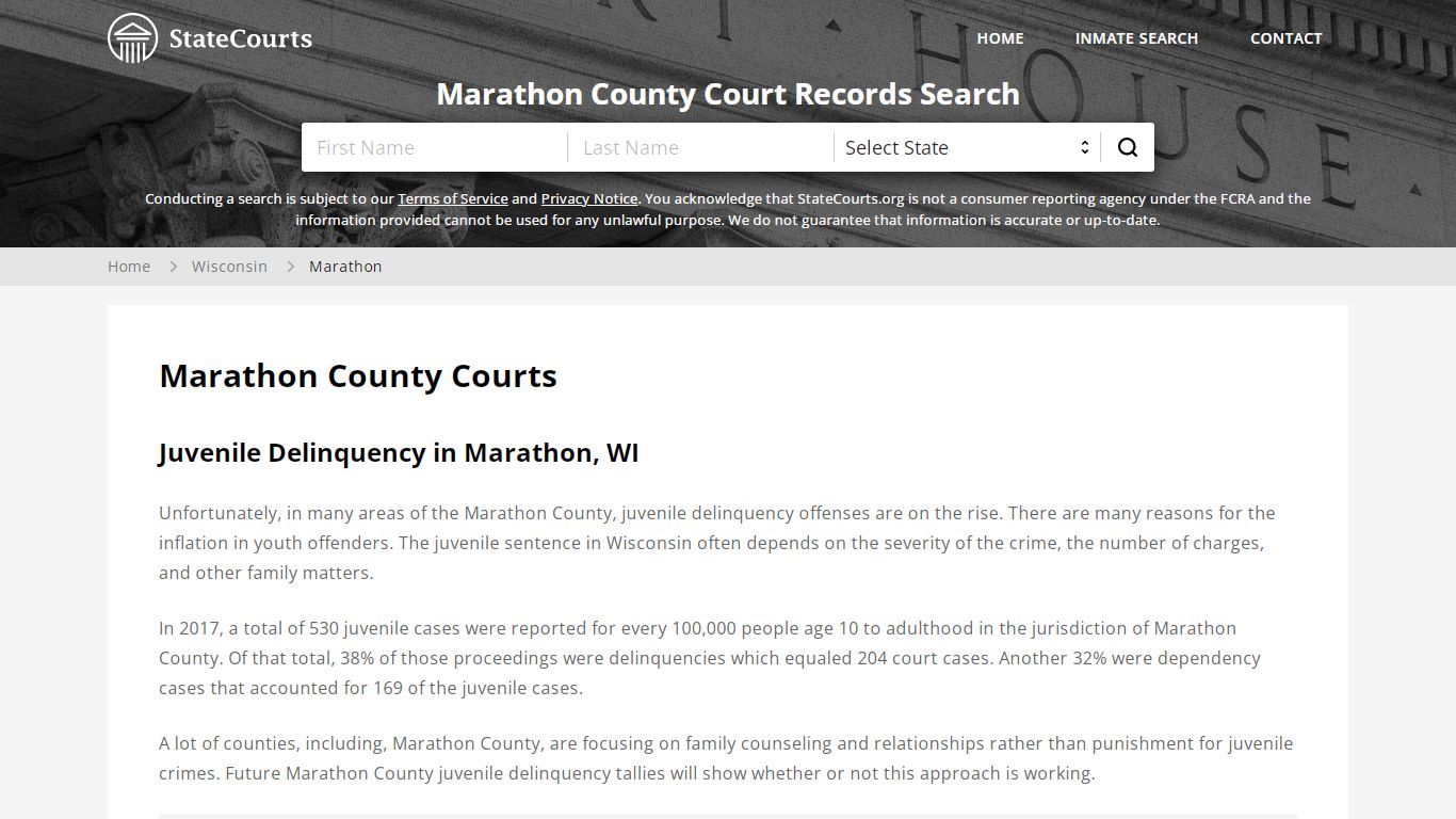 Marathon County, WI Courts - Records & Cases - StateCourts