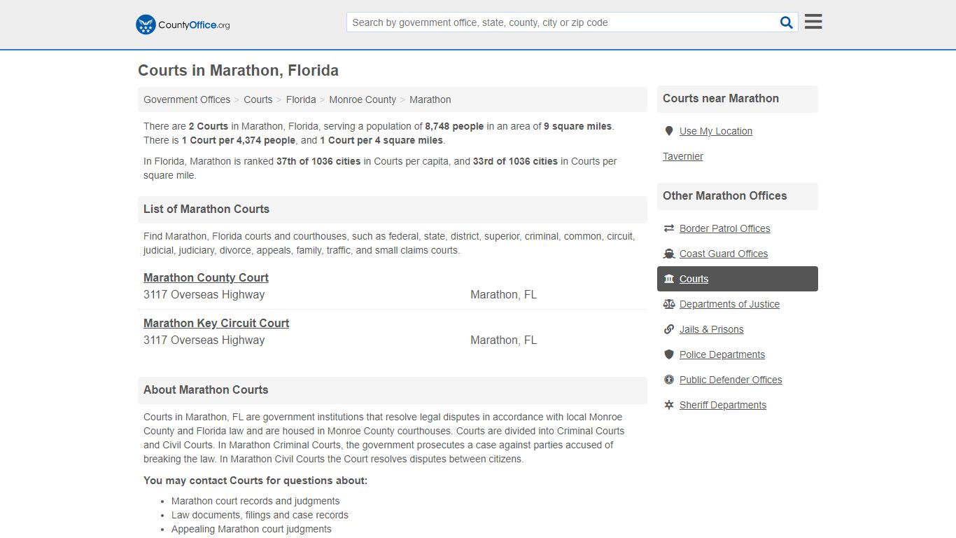 Courts - Marathon, FL (Court Records ... - County Office